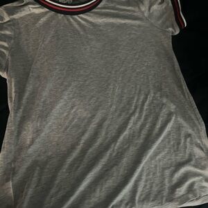 Gray T-Shirt with Striped Collar
